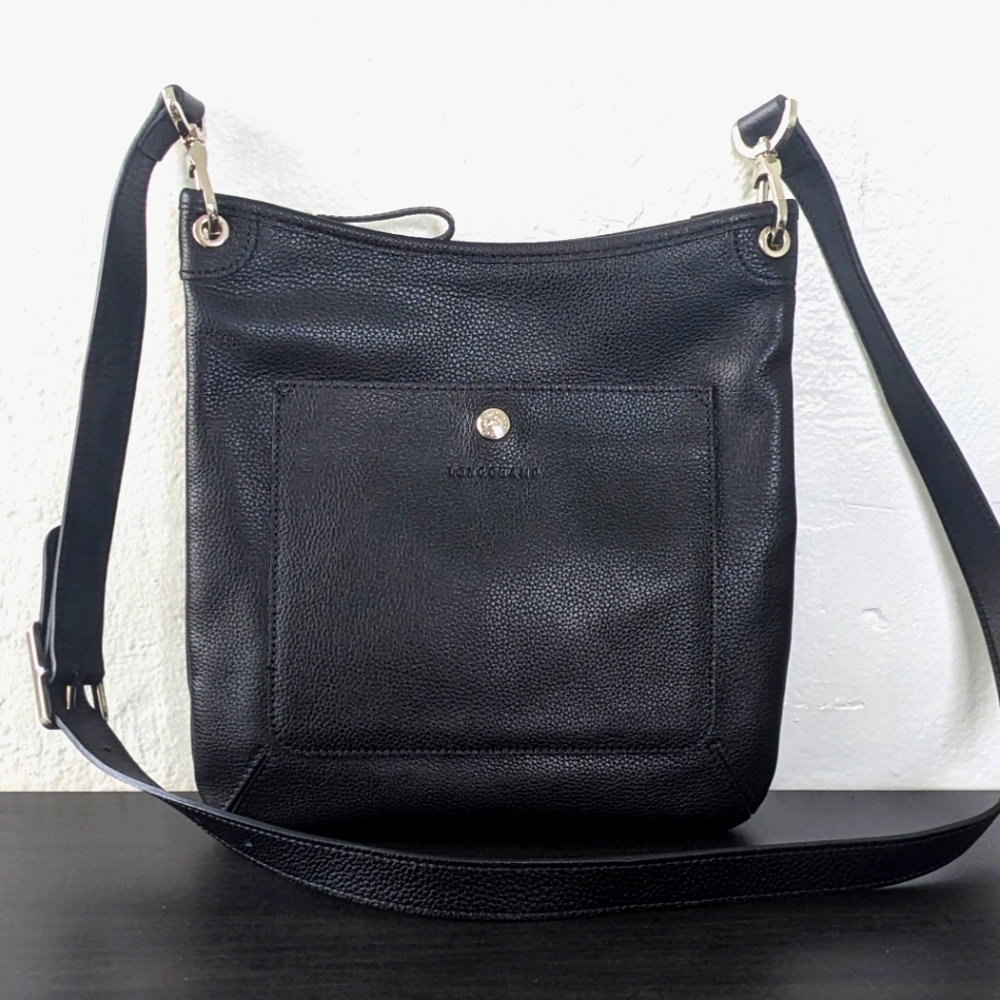 NWOT Longchamp Black Leather Le Foulonne Medium Crossbody Bag